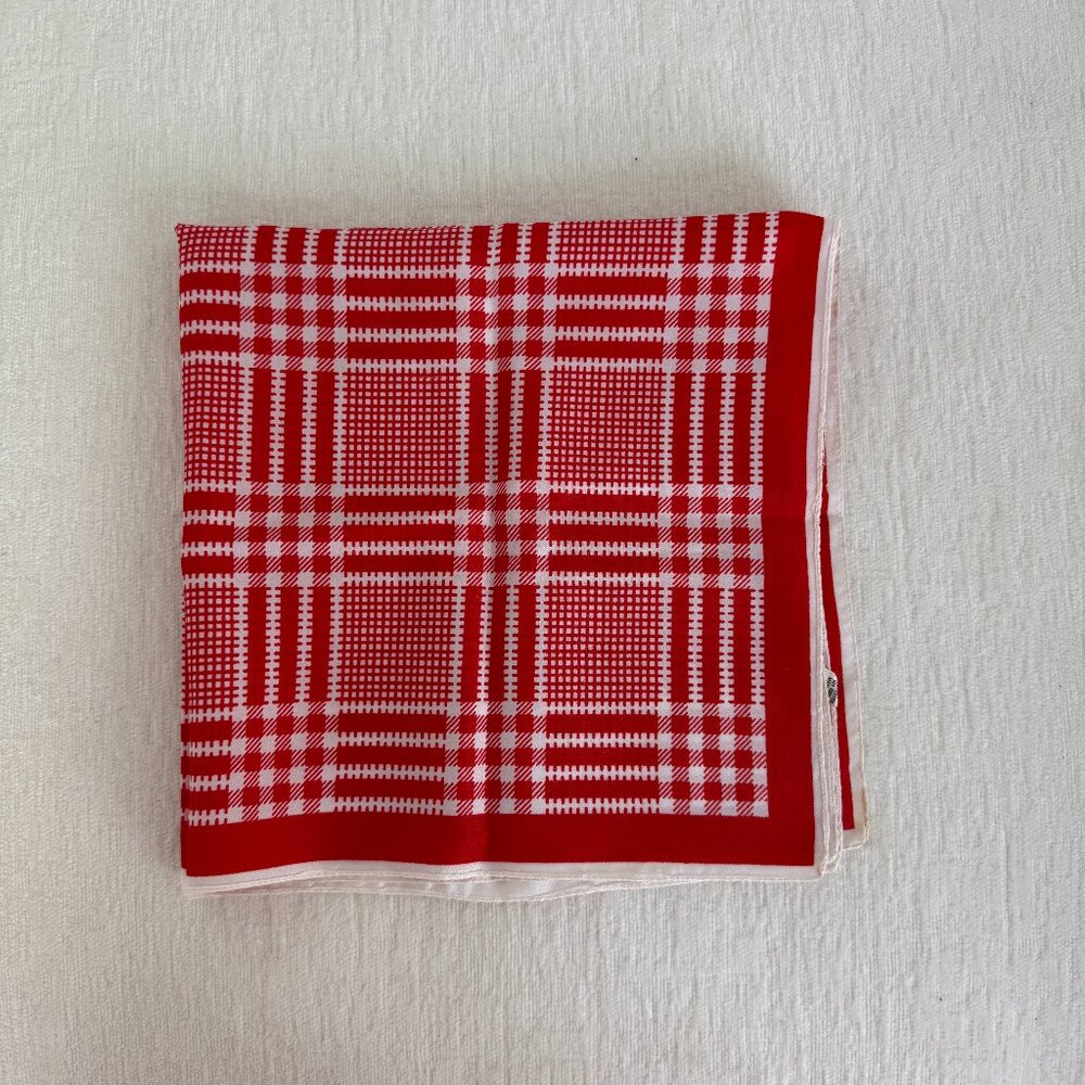 Vintage Red & White Plaid Scarf Made in Italy